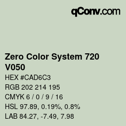 カラーコード: Zero Color System 720 - V050 | qconv.com