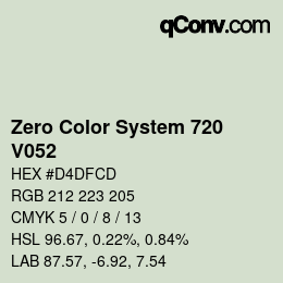 Farbcode: Zero Color System 720 - V052 | qconv.com