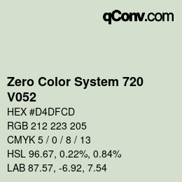 Código de color: Zero Color System 720 - V052 | qconv.com