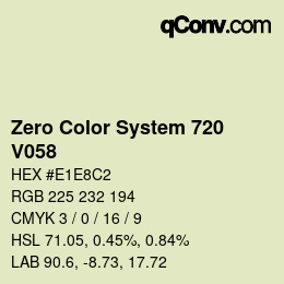 Color code: Zero Color System 720 - V058 | qconv.com