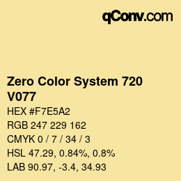 Code couleur: Zero Color System 720 - V077 | qconv.com