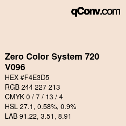 Code couleur: Zero Color System 720 - V096 | qconv.com