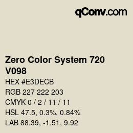 Farbcode: Zero Color System 720 - V098 | qconv.com