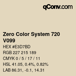 Color code: Zero Color System 720 - V099 | qconv.com