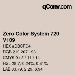 カラーコード: Zero Color System 720 - V109 | qconv.com