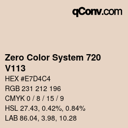 カラーコード: Zero Color System 720 - V113 | qconv.com