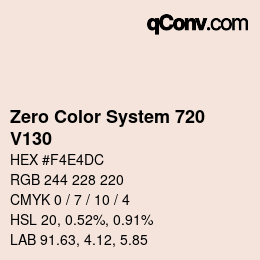 Color code: Zero Color System 720 - V130 | qconv.com