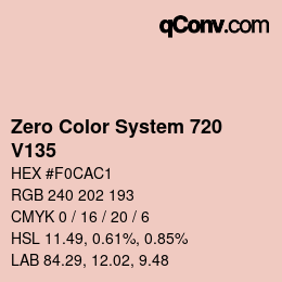Code couleur: Zero Color System 720 - V135 | qconv.com