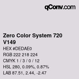 Code couleur: Zero Color System 720 - V149 | qconv.com