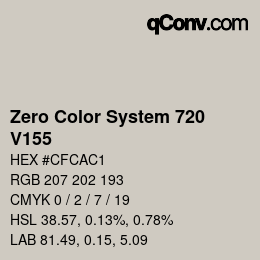 カラーコード: Zero Color System 720 - V155 | qconv.com