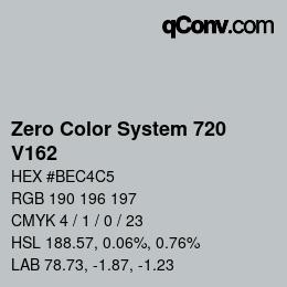 カラーコード: Zero Color System 720 - V162 | qconv.com