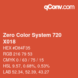 Code couleur: Zero Color System 720 - X018 | qconv.com