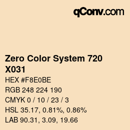 Code couleur: Zero Color System 720 - X031 | qconv.com