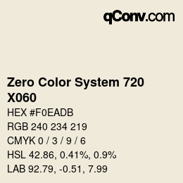 Color code: Zero Color System 720 - X060 | qconv.com