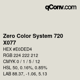 Color code: Zero Color System 720 - X077 | qconv.com