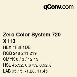 カラーコード: Zero Color System 720 - X113 | qconv.com