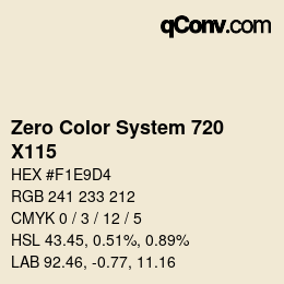 Color code: Zero Color System 720 - X115 | qconv.com