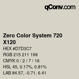 カラーコード: Zero Color System 720 - X120 | qconv.com