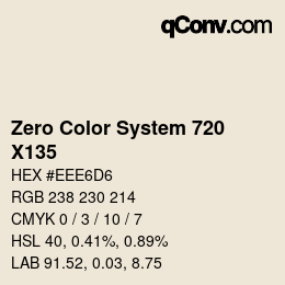 Color code: Zero Color System 720 - X135 | qconv.com