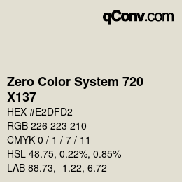 Color code: Zero Color System 720 - X137 | qconv.com