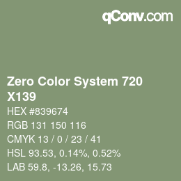 カラーコード: Zero Color System 720 - X139 | qconv.com