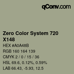 カラーコード: Zero Color System 720 - X148 | qconv.com