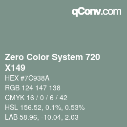 カラーコード: Zero Color System 720 - X149 | qconv.com