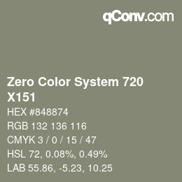 カラーコード: Zero Color System 720 - X151 | qconv.com