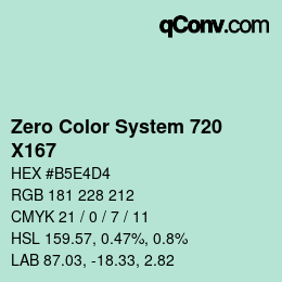 Color code: Zero Color System 720 - X167 | qconv.com