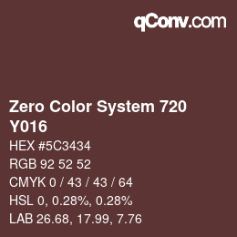 カラーコード: Zero Color System 720 - Y016 | qconv.com