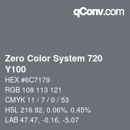 カラーコード: Zero Color System 720 - Y100 | qconv.com