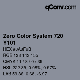 カラーコード: Zero Color System 720 - Y101 | qconv.com