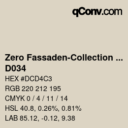 Color code: Zero Fassaden-Collection 335 - D034 | qconv.com