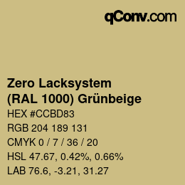 Código de color: Zero Lacksystem - (RAL 1000) Grünbeige | qconv.com