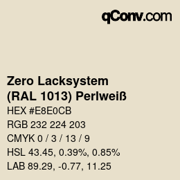 颜色代码: Zero Lacksystem - (RAL 1013) Perlweiß | qconv.com