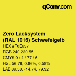 Farbcode: Zero Lacksystem - (RAL 1016) Schwefelgelb | qconv.com