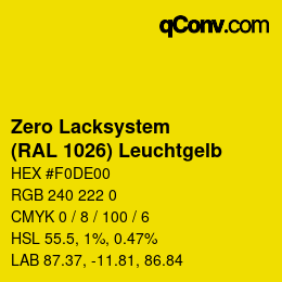 カラーコード: Zero Lacksystem - (RAL 1026) Leuchtgelb | qconv.com