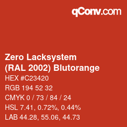 Código de color: Zero Lacksystem - (RAL 2002) Blutorange | qconv.com