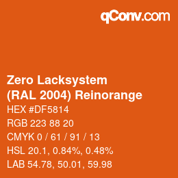 Código de color: Zero Lacksystem - (RAL 2004) Reinorange | qconv.com