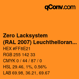 Color code: Zero Lacksystem - (RAL 2007) Leuchthellorange | qconv.com