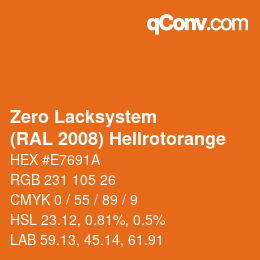 Code couleur: Zero Lacksystem - (RAL 2008) Hellrotorange | qconv.com