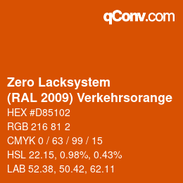 Code couleur: Zero Lacksystem - (RAL 2009) Verkehrsorange | qconv.com