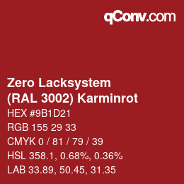 Farbcode: Zero Lacksystem - (RAL 3002) Karminrot | qconv.com