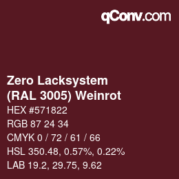 カラーコード: Zero Lacksystem - (RAL 3005) Weinrot | qconv.com