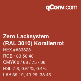 Farbcode: Zero Lacksystem - (RAL 3016) Korallenrot | qconv.com