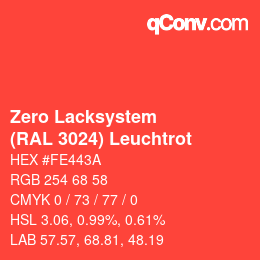 Color code: Zero Lacksystem - (RAL 3024) Leuchtrot | qconv.com