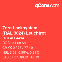カラーコード: Zero Lacksystem - (RAL 3024) Leuchtrot | qconv.com