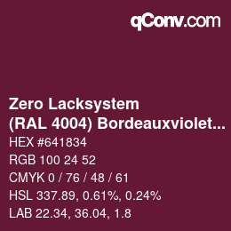 颜色代码: Zero Lacksystem - (RAL 4004) Bordeauxviolett | qconv.com
