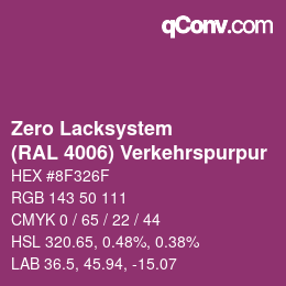 颜色代码: Zero Lacksystem - (RAL 4006) Verkehrspurpur | qconv.com