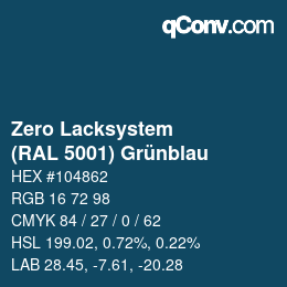 Código de color: Zero Lacksystem - (RAL 5001) Grünblau | qconv.com